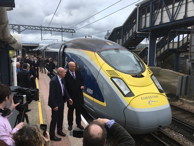 Ashford station’s international future looks bright as first modern high-speed train calls en-route to Paris: Ashford Spurs opening