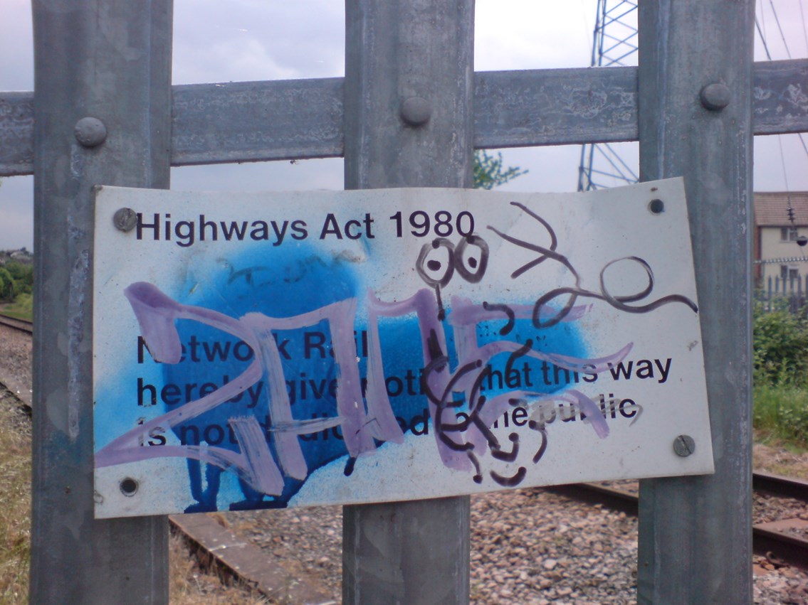 Graffiti on the railway in Trowbridge: trowbridge
