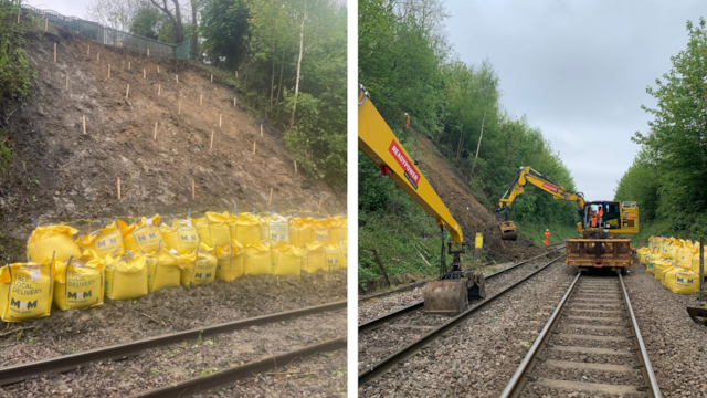 Doncaster to Cleethorpes line reopens after landslip repairs completed: Scunthorpe landslip repairs, Network Rail
