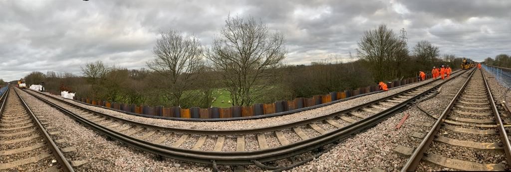 Residents and passengers thanked as embankment works at Salfords which affected weekend travel on the Brighton Main Line is completed: Embankment at Salfords