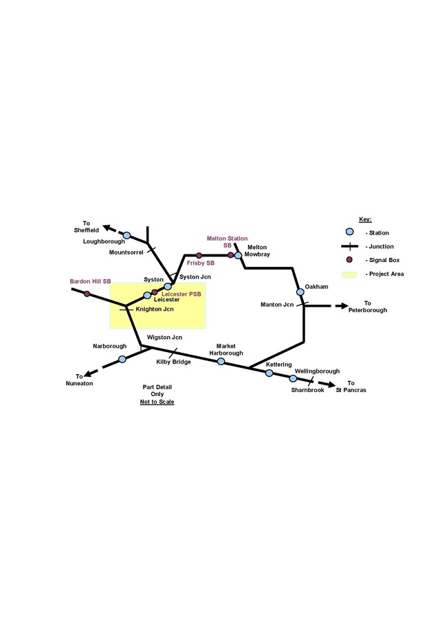 Leicester railway signalling upgrade completed: Leicester resignalling map