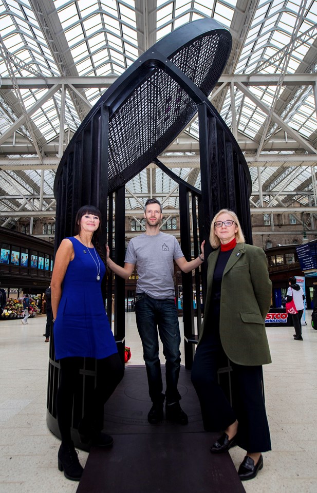 Mackintosh Light Pavilion - Susan Holden, Scott Jarvie and Jane Rowlands, senior museums manager for Glasgow Life