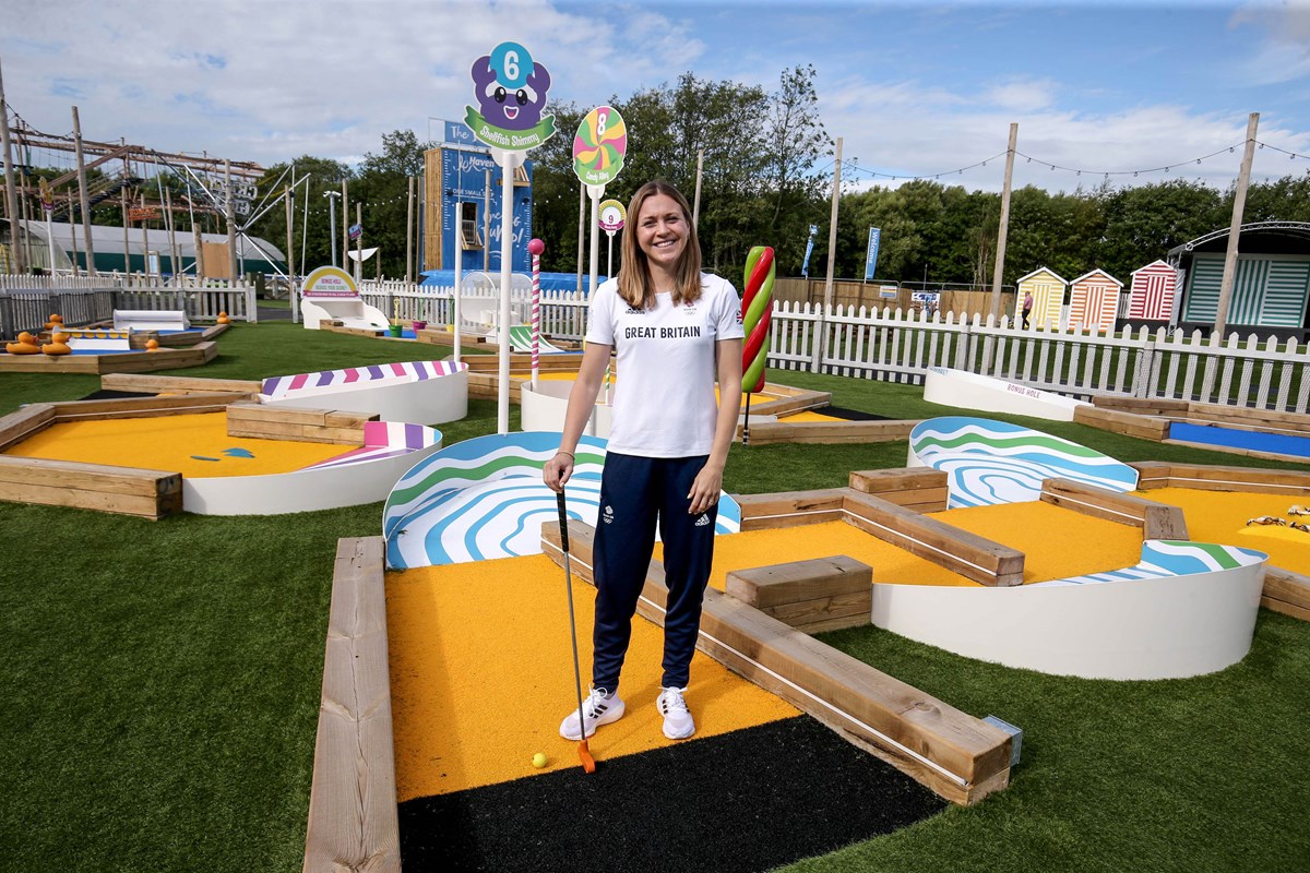 Vicky Holland Playing Crazy Golf at Thorpe Park