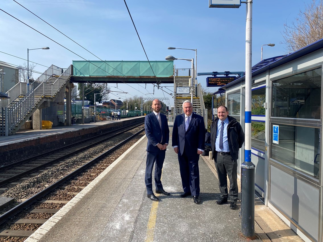 Plans revealed for £3.5m footbridge at Royston station:  Tom Moran, Managing Director for Great Northern and Thameslink; Sir Oliver Heald MP; Jonathan Ham, Lead Portfolio Manager for Network Rail)