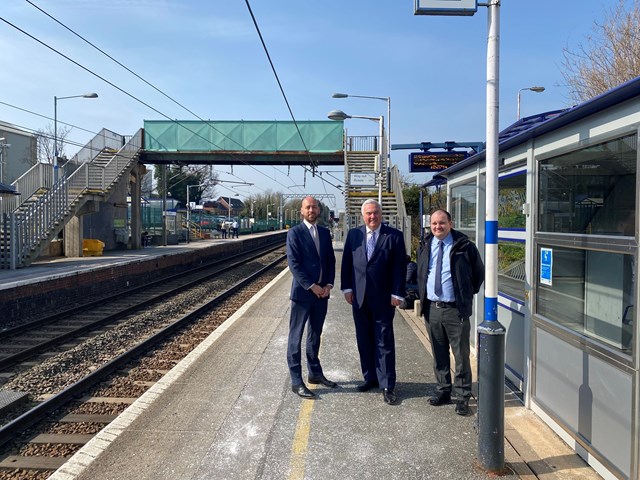 Plans revealed for £3.5m footbridge at Royston station: Tom Moran, Managing Director for Great Northern and Thameslink; Sir Oliver Heald MP; Jonathan Ham, Lead Portfolio Manager for Network Rail)