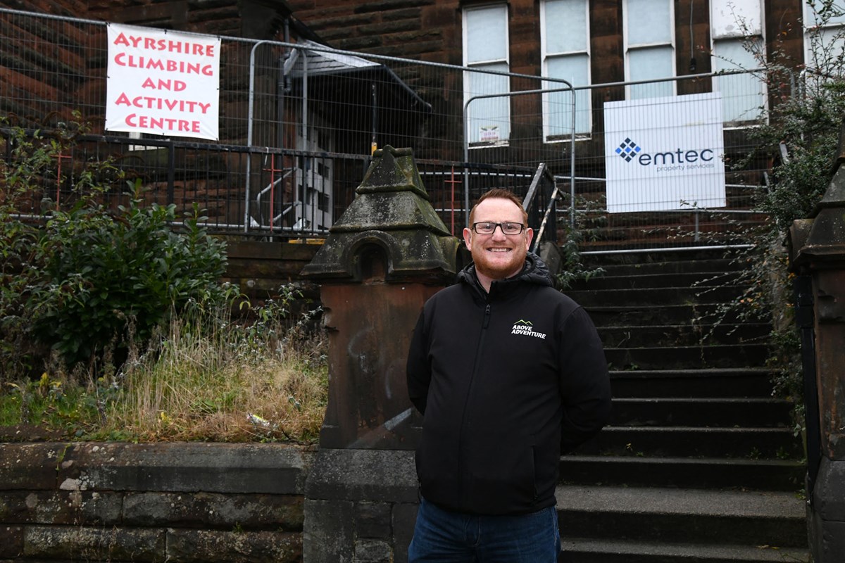 Dean Pastulovic of Above Adventure outside Former Grange Church as Emtec start on site