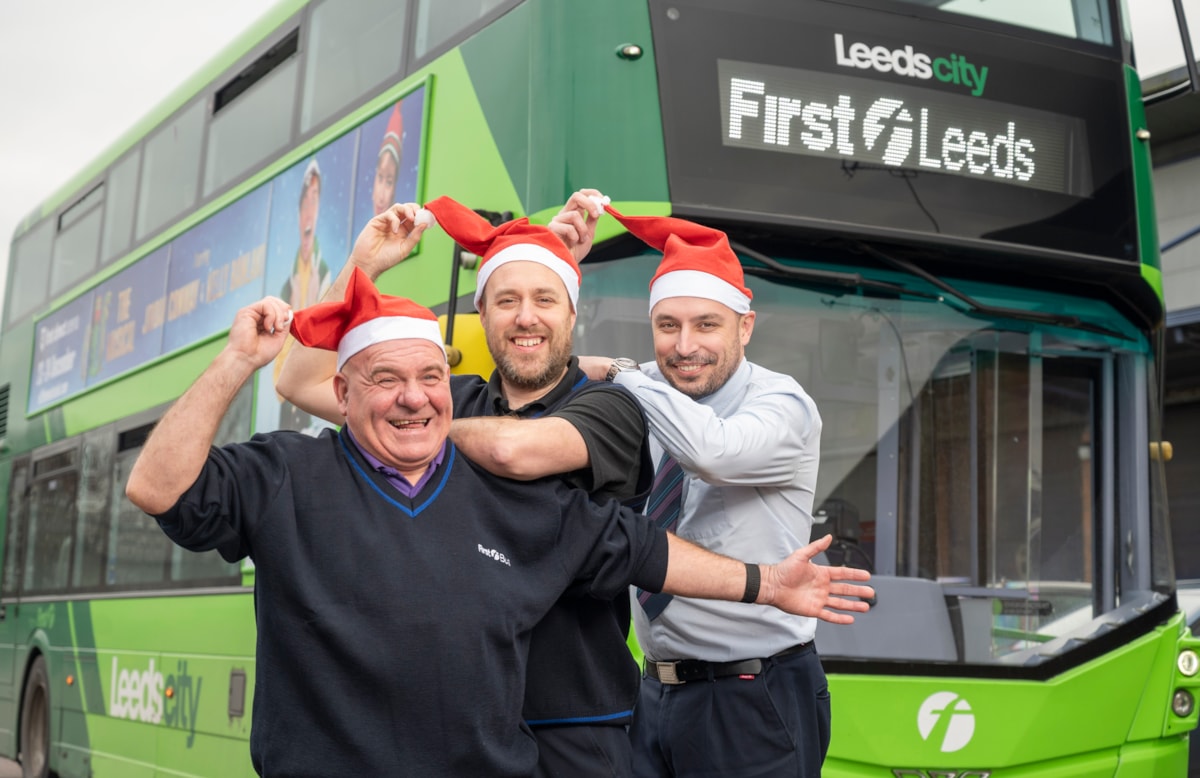 Leeds drivers in Santa hats