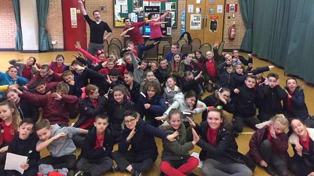 Network Rail delivers important safety lessons to Torfaen school children: Llanyrafon Primary school at a Crucial Crew session in Cwmbran on Tuesday 7 March 2017