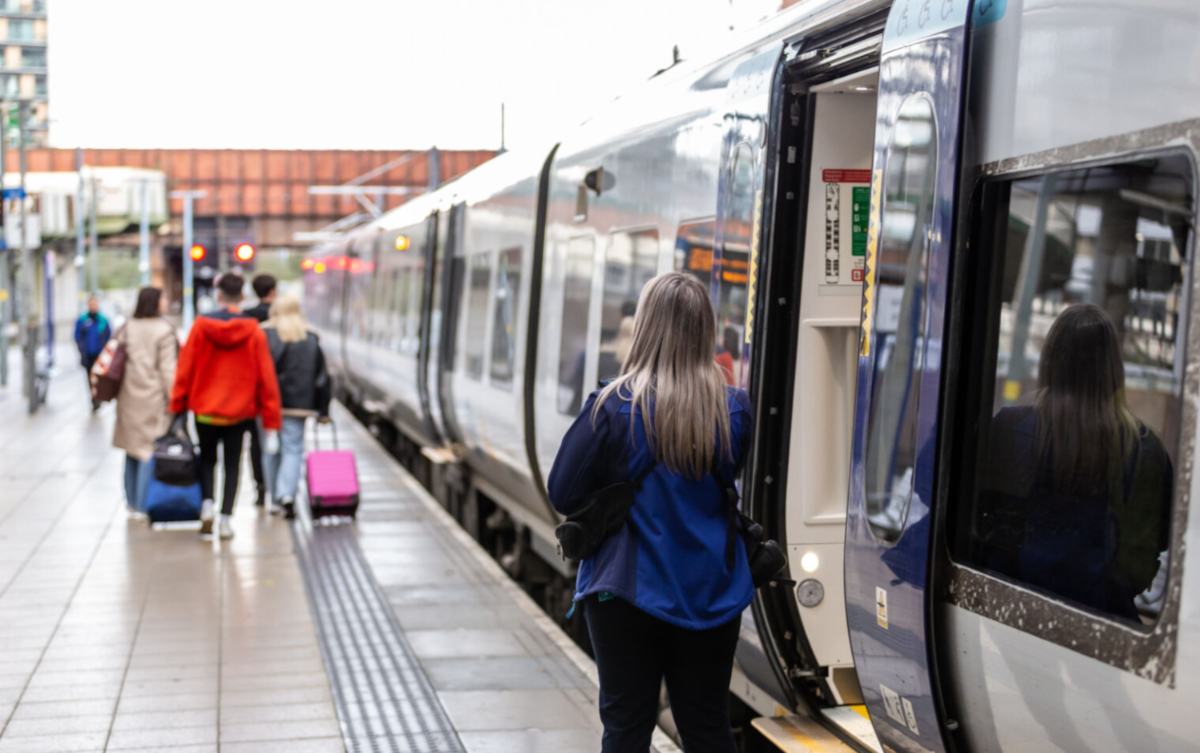 An image of passengers boarding a Northern service