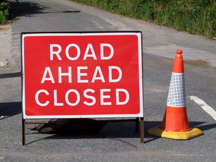 Road closed sign