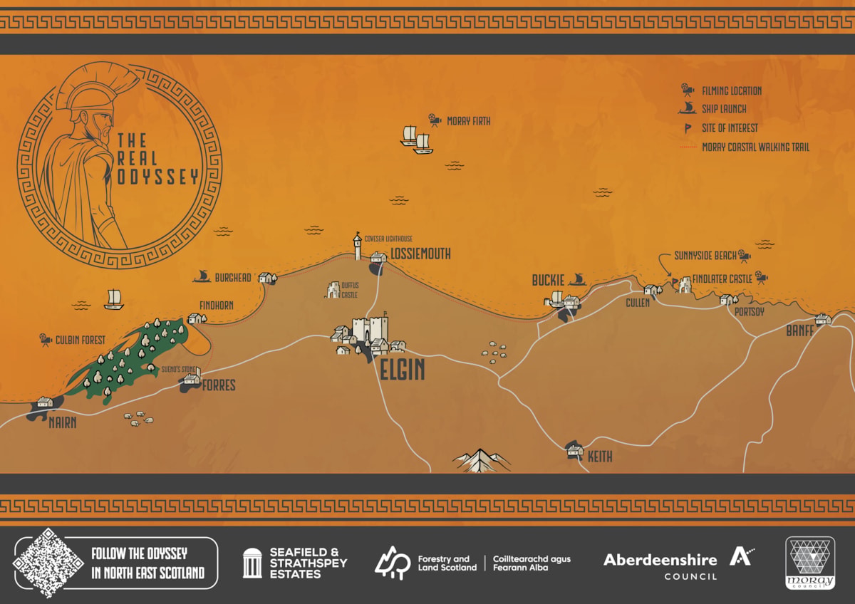 The Real Odyssey map allows film fans to find the filming locations from the Hollywood blockbuster around Moray and Aberdeenshire.