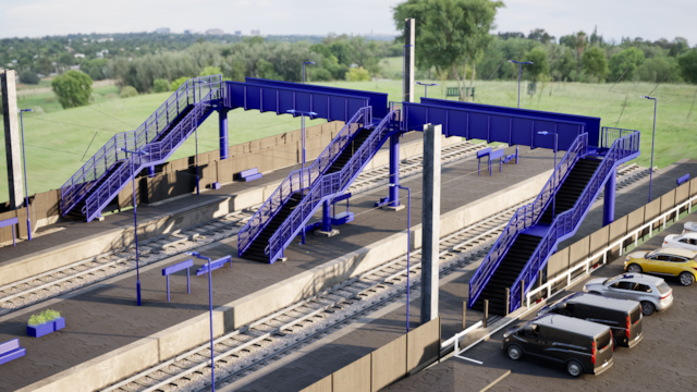 Multi-million-pound bridge replacement in Bedfordshire to begin next week: Artist impression of Harlington station footbridge, Network Rail