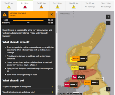 24 Jan 2025 amber warning