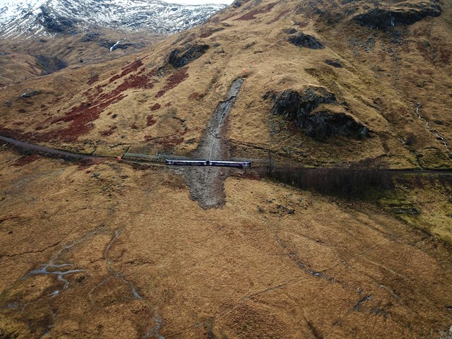 Fort William-Mallaig landslide recovery update: Glenfinnan drone 1