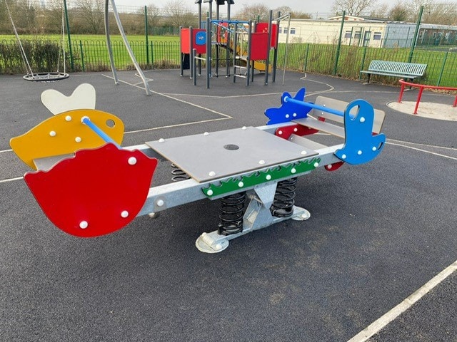 Scholes playground 1: The Scholes playground now has new surfacing, a new multi-unit that offers climbing and a slide, as well as a spinner and a seesaw.