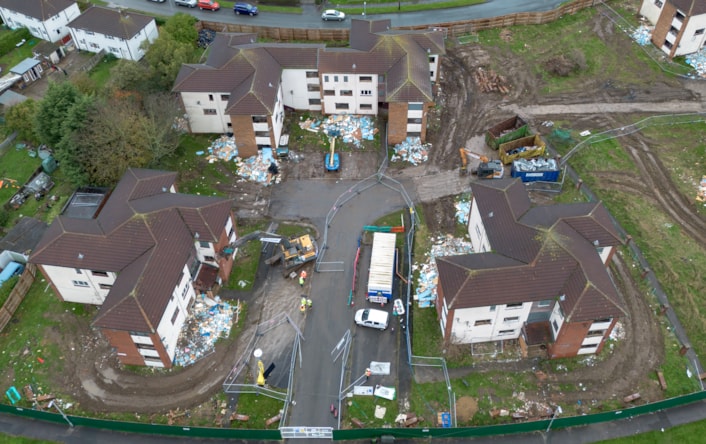 Kingsdale 3: Demolition work at the former Kingsdale Court flats complex in Seacroft, Leeds.