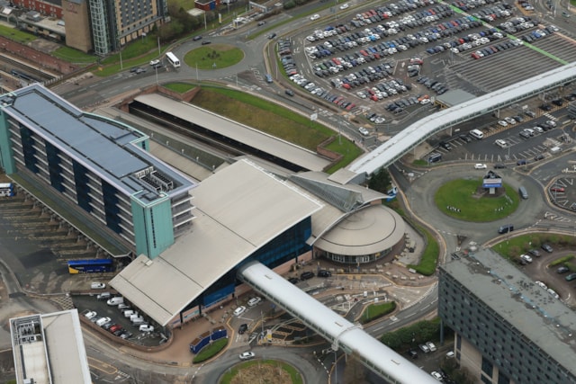Manchester Airport station aerial view: Manchester Airport station aerial view