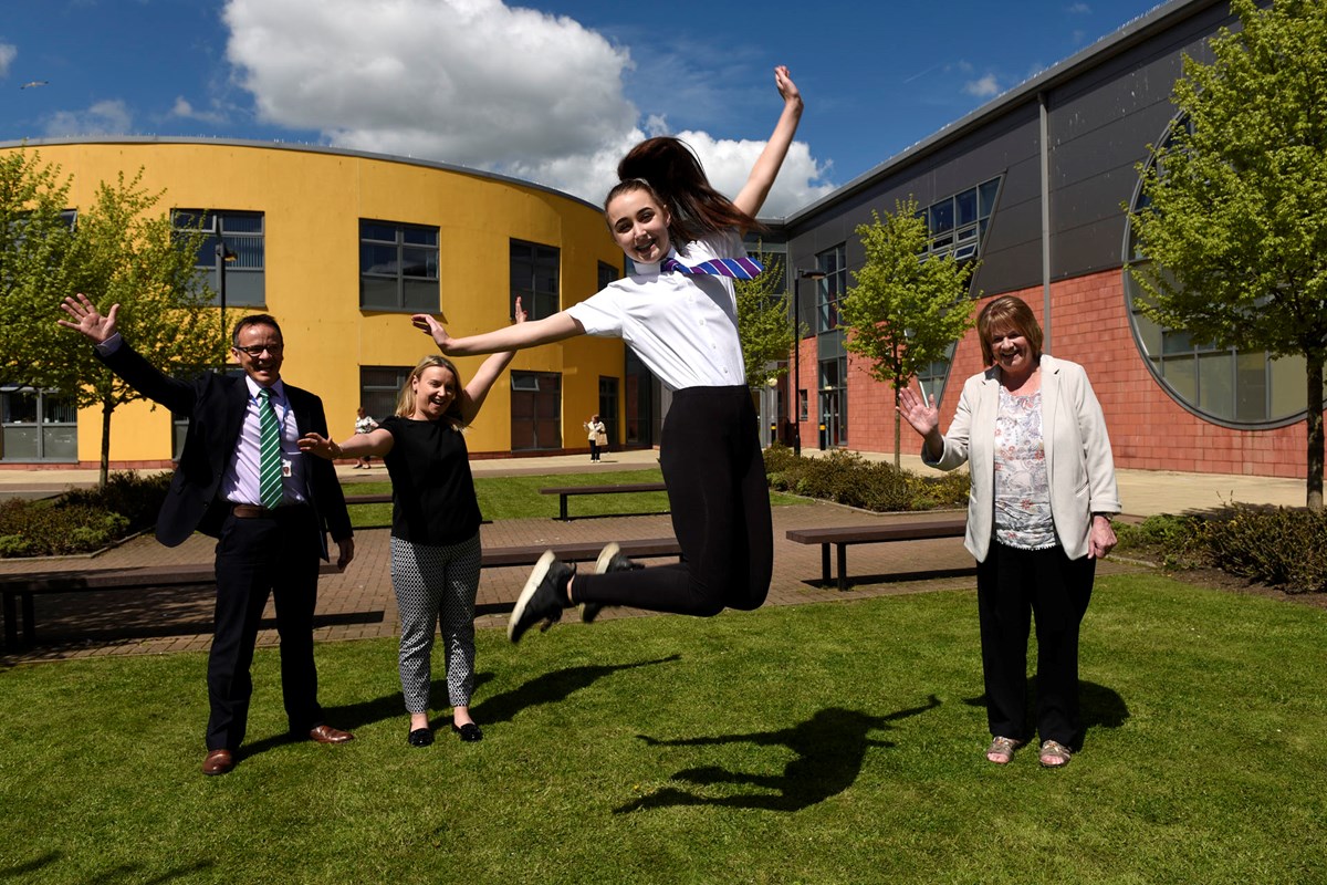 Head teacher Robert Johnston, PT of Guidance Cheryl-Anne Quinn and Cllr Fiona Campbell