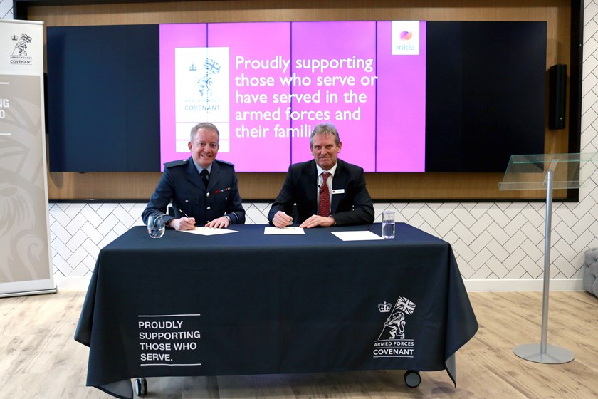 Mitie resigned the Armed Forces Covenant in February 2020: (From L-R) Air Marshal Richard Knighton CB, Deputy Chief of the Defence Staff (Finance and Military Capability) and Phil Bentley, Mitie CEO