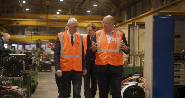 DWP Image - Pat McFadden MP, Secretary of State for Work and Pensions, Andy Lord, TfL Commissioner at Acton Works