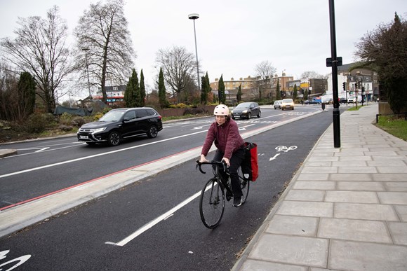 TfL completes work on two major new sections of Cycleway in Hackney and Islington, making cycling even more accessible: TfL Image - Lea Bridge roundabout and Cycleway 23