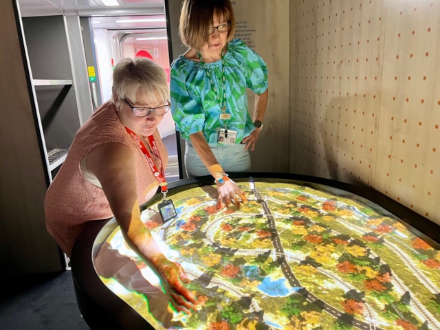 One of the interactive elements on board the Railway 200 exhibition train: One of the interactive elements on board the Railway 200 exhibition train