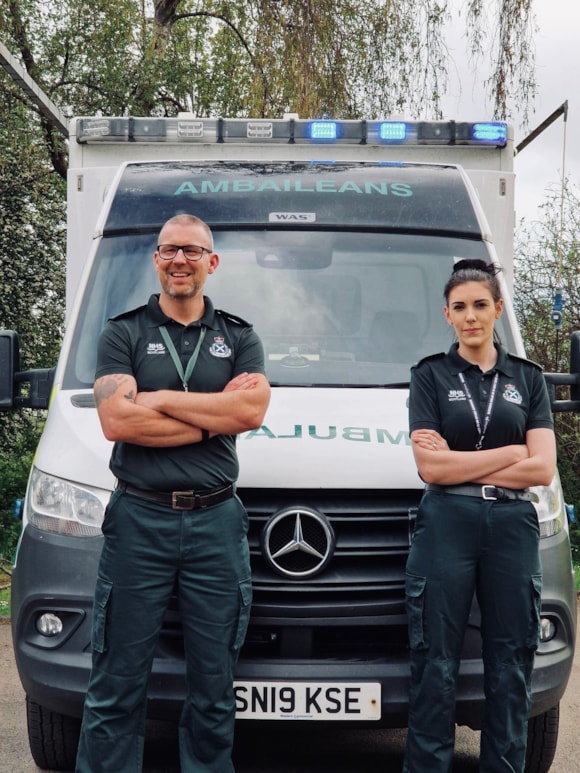 SAS Celebrates International Paramedics Day: Dalkeith paramedic Kimberley Davies with colleague paramedic Scott Redhead 