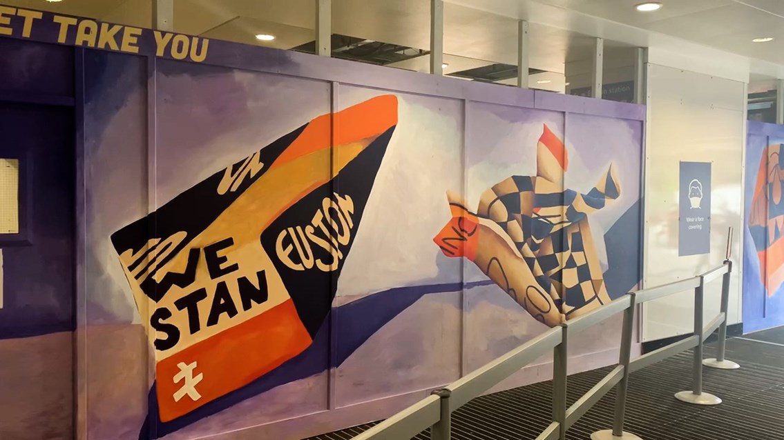 Euston mural inside concourse