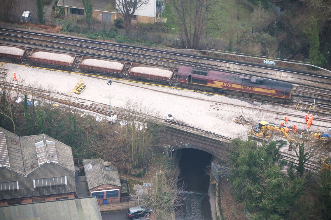 Lewisham aerial (2): The derailment site pictured on Thursday from the air