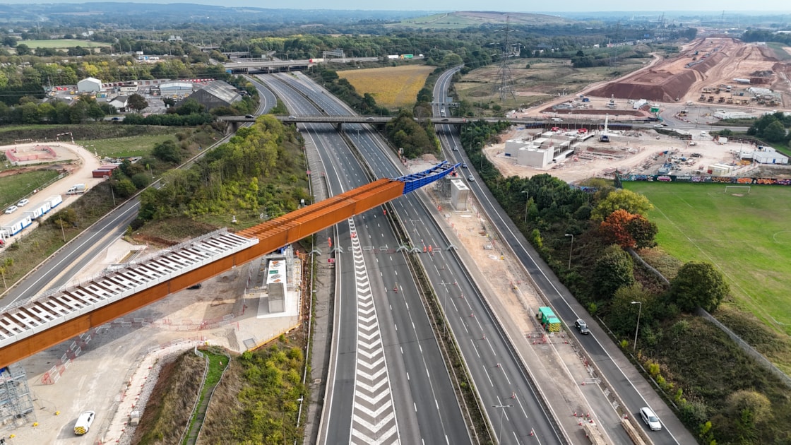 M6 South viaduct East Deck in place over the motorway September 2025