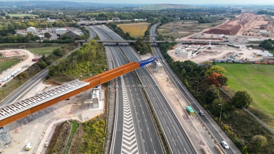 M6 South viaduct East Deck in place over the motorway September 2025: M6 South viaduct East Deck in place over the motorway September 2025