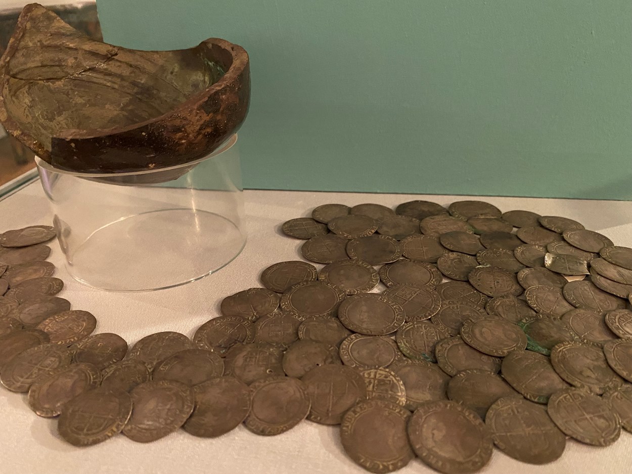 Money Talks hoards: The Temple Newsam Hoard, a pot of 200 silver shillings and sixpences found by coal miners working on the Leeds estate in 1959. They were buried during the English Civil War, most likely to keep them out of the hands of enemy soldiers.