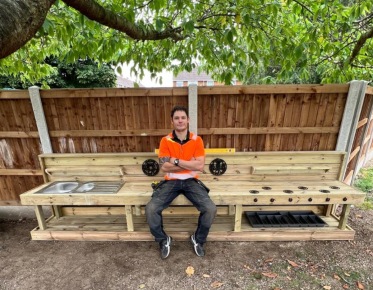 An image of Northern engineer Rob Brown who built play equipment at Brooke Primary Academy in Thorne