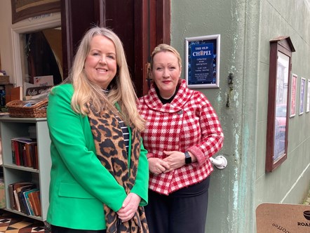 Minister Rebecca Evans with Sophie Buckley, Pembrokeshire Association of Voluntary Services (PAVS)