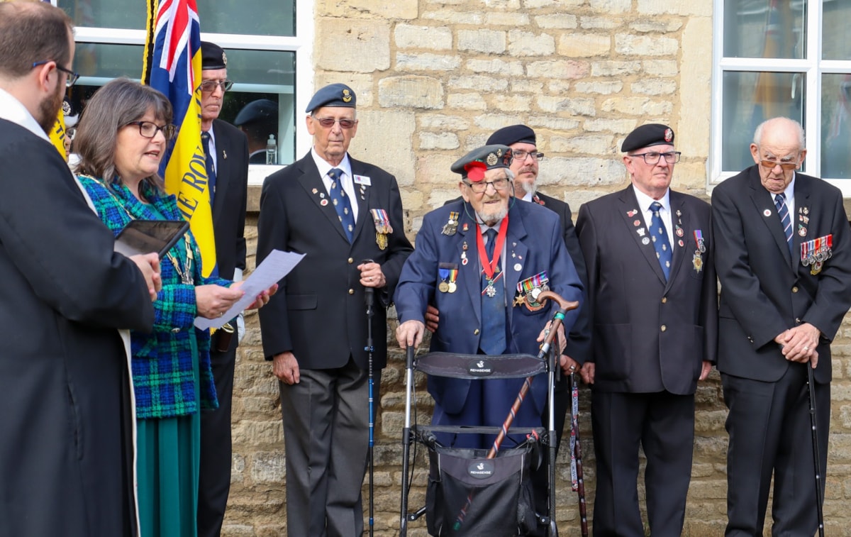 Alan McQuillan at CDC VE Day event in May with other veterans - V3