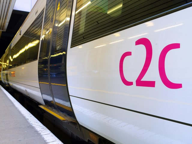 National train performance for period 2 is 93.5%: C2C train (new logo, Sept 2011)