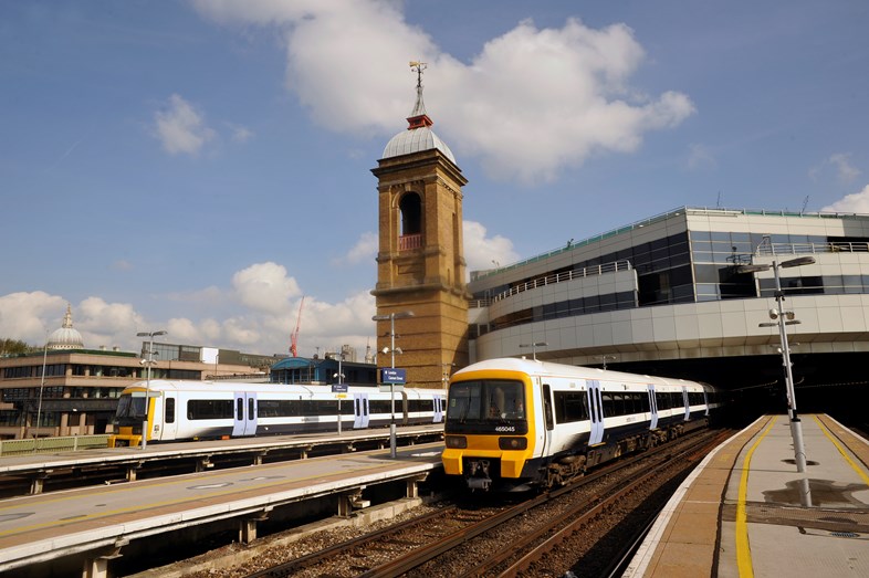 New timetable changes begin on Sunday 20 May: Train pulling out of CST station