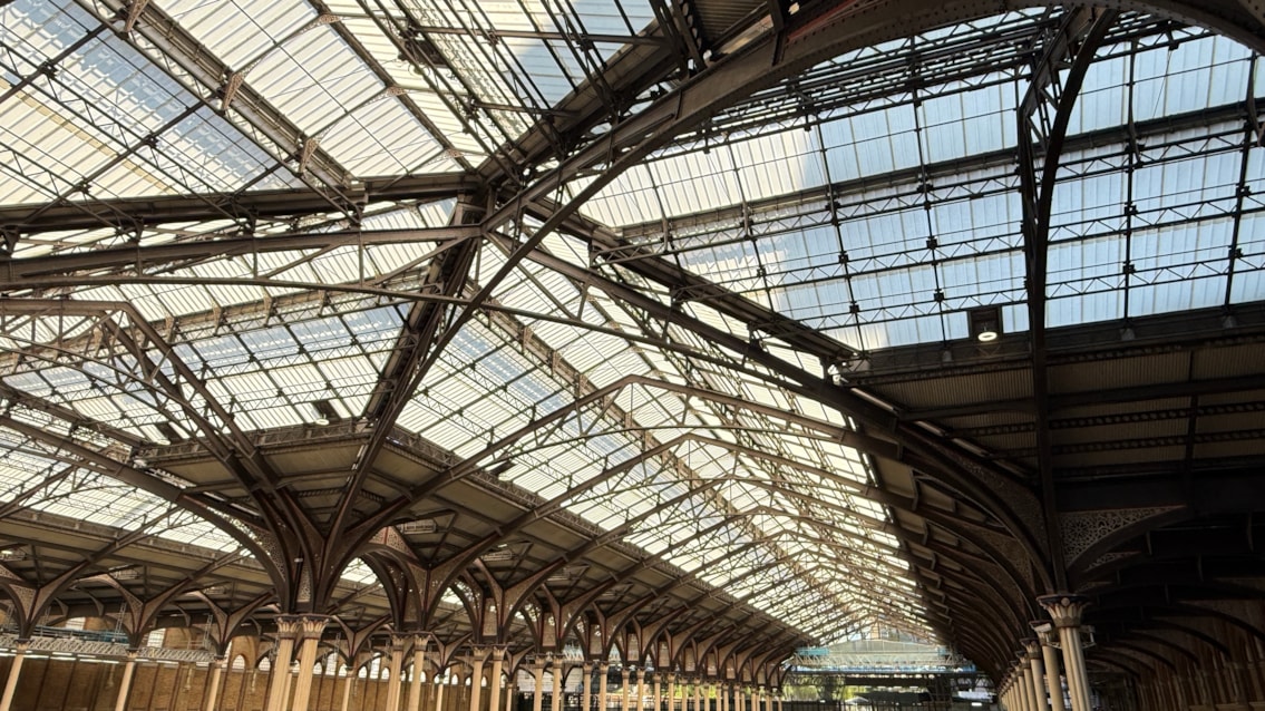 Light streaming into the station through the new roof panels