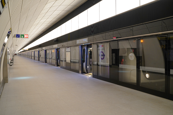 TfL Press Release - Trial Operations underway ahead of Elizabeth line opening next year: TfL image - Train at Tottenham Court Road
