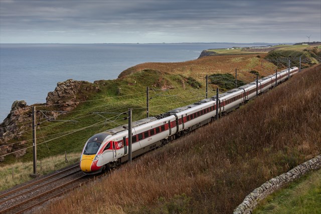 LNER Azuma under electric wires