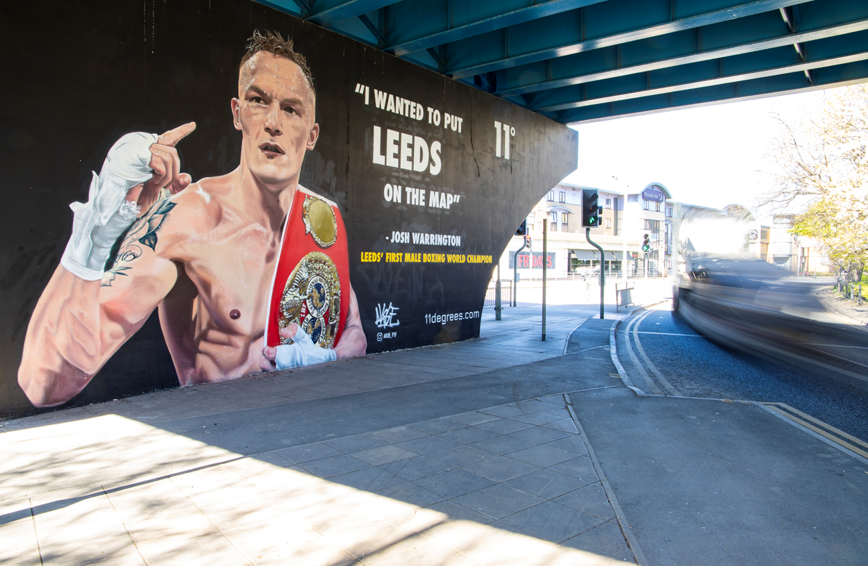 On the Pitch, Off the Pitch: On the Pitch, Off the Pitch will see five new murals created around the city, each paying tribute to the individuals, clubs and stories which have shaped the city’s rich sporting legacy.
Sporting murals already in place around Leeds include a stunning tribute to former Leeds United manager Marcelo Bielsa in Hyde Park, a mural honouring Leeds Rhinos legend Rob Burrow on the side of Leeds Beckett University and an artwork of former world champion boxer Josh Warrington under the A58 flyover.
Pic credit: Carl Milner for Visit Leeds.