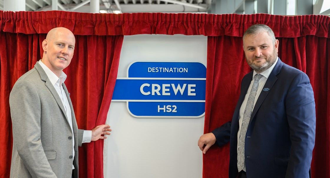 Kieran Mullan MP pictured with HS2 Minister Andrew Stephenson at Crewe Station