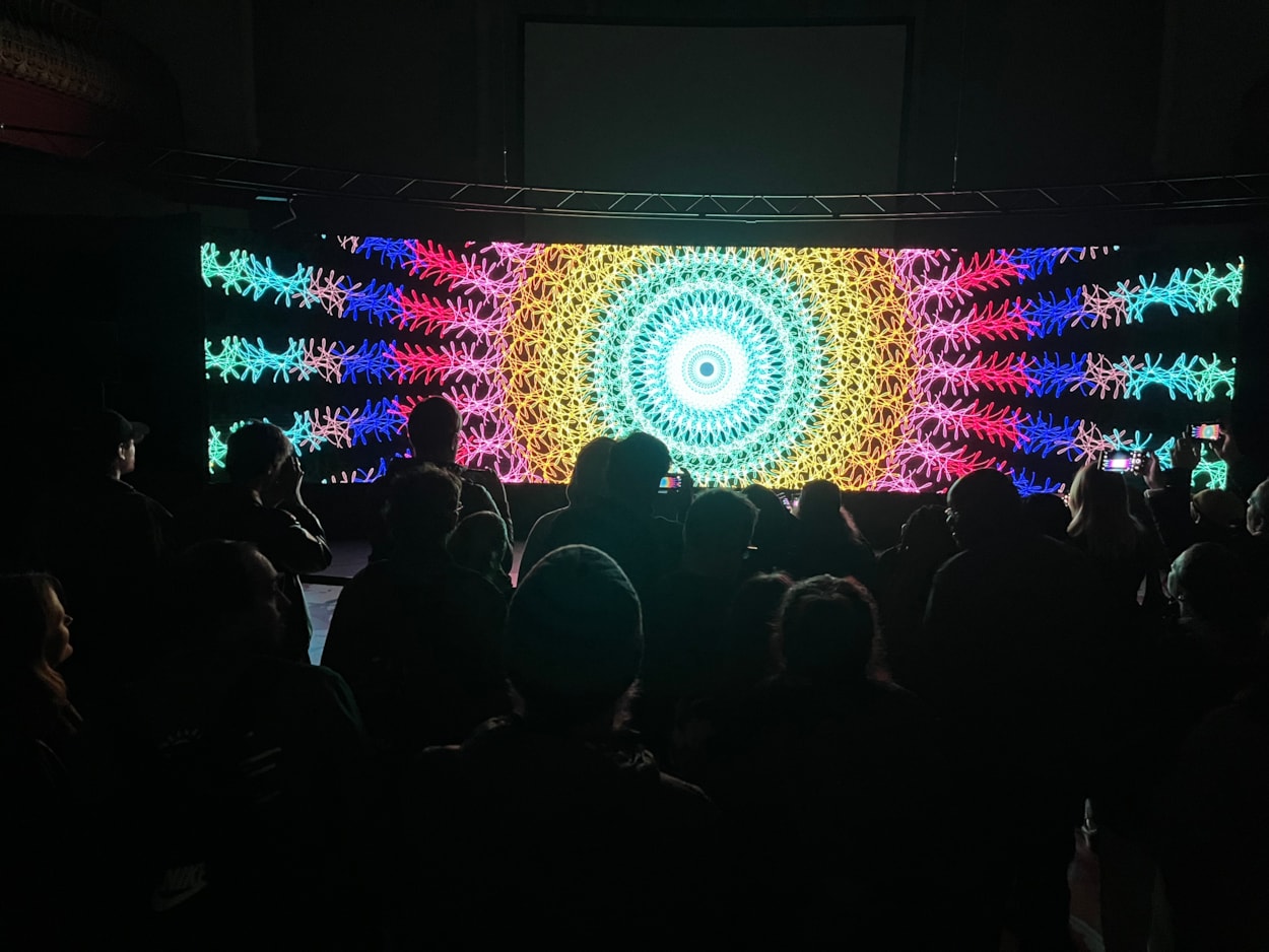 Light Night 2025: Beloved children’s toy Spirograph was reinvented in a beautiful, animated display at Leeds City Museum, created by artist Lesley Halliwell and William Card.