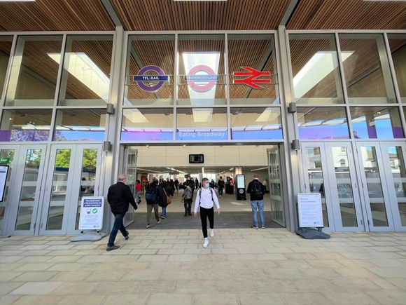 TfL Press Release - Step-free access at Ealing Broadway station as new enlarged ticket hall opens to customers: TfL Image - Ealing Broadway Station Entrance with passengers