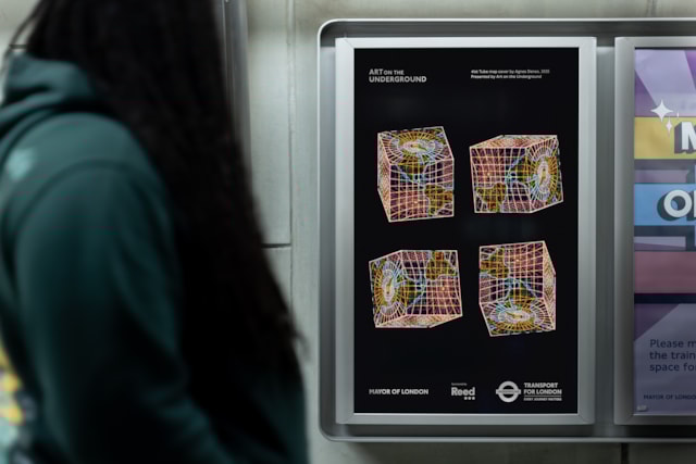 Image - Agnes Denes Tube map poster 2 Credit: Map Projections, Agnes Denes, 2025, Photo: Benedict Johnson