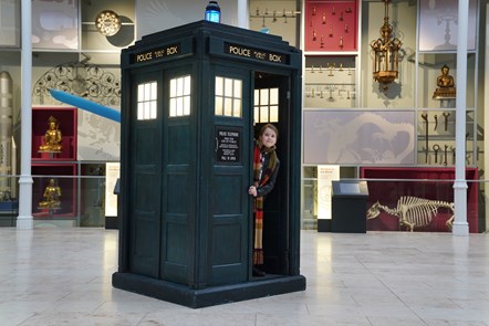Oskar Madine (11) encounters a TARDIS at the National Museum of Scotland. Photo © Stewart Attwood 2
