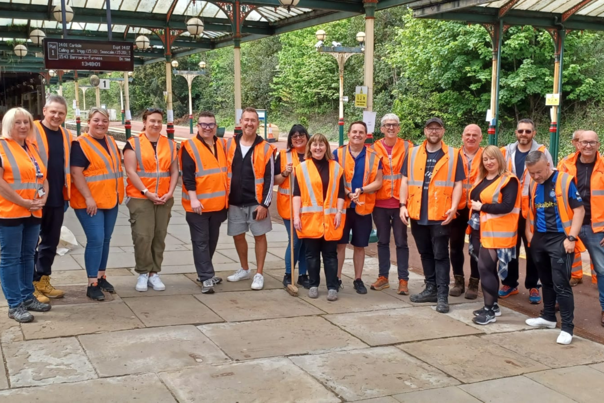 An image of volunteers working at Ulverston Station