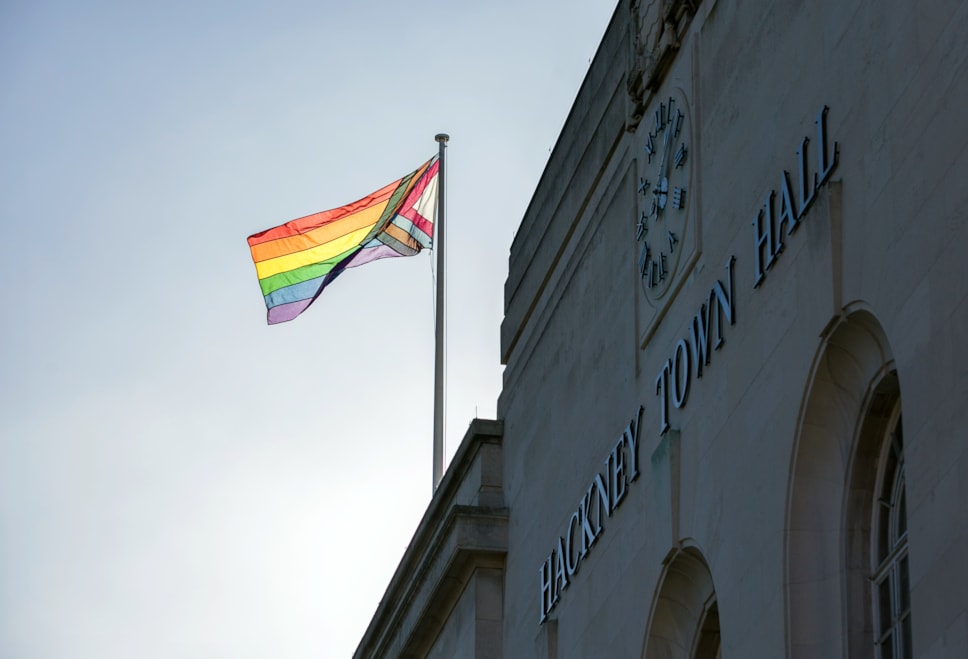 LGBT+ Flag over Hackney Town Hall