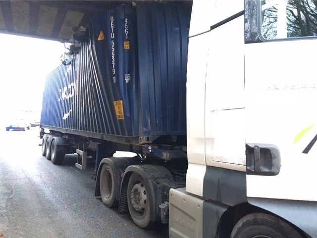No train services between Ipswich, Cambridge and Peterborough after lorry becomes trapped under bridge: Bridge Strike Saxham Road Bury St Edmunds-4