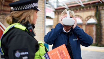 British Transport Police join Avanti West Coast to host virtual reality experience at Crewe station as part of campaign to combat sexual harassment on the railway